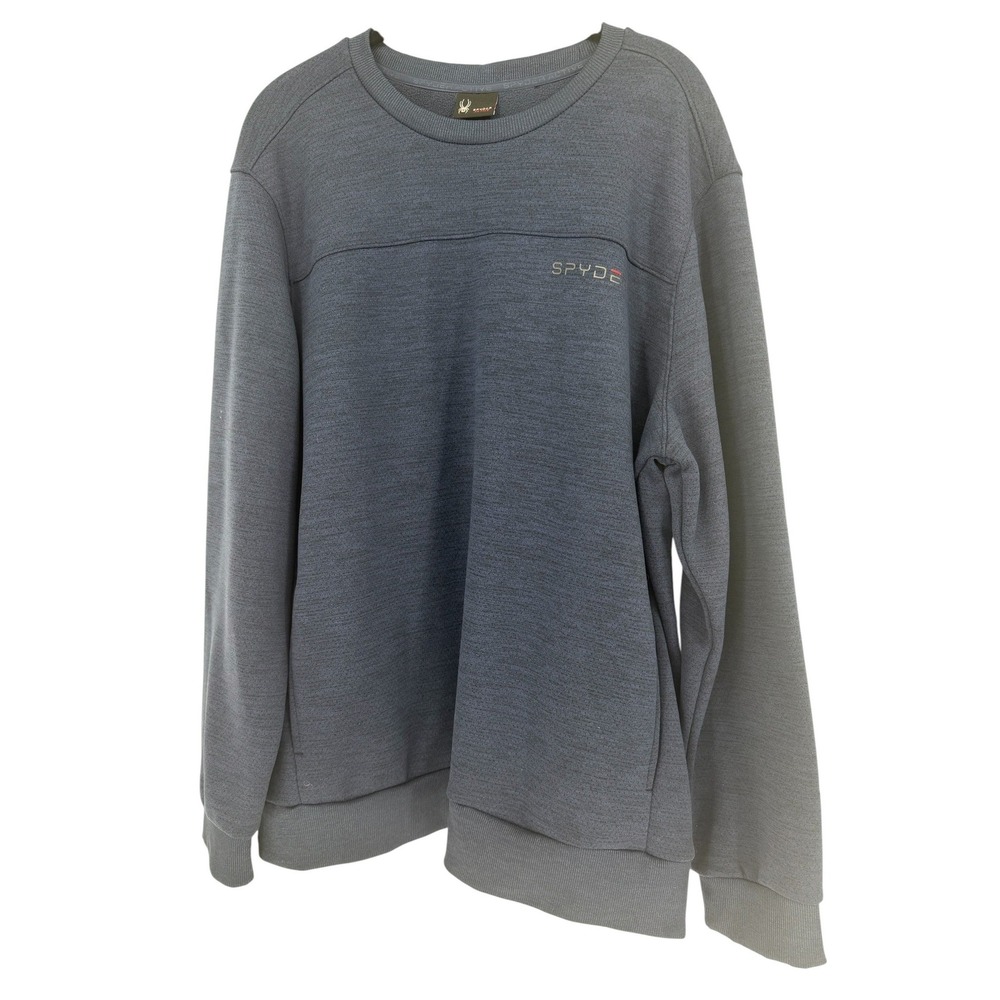 Spyder Active Mens Large Navy Blue Heathered Crewneck Sweatshirt SPM8007U